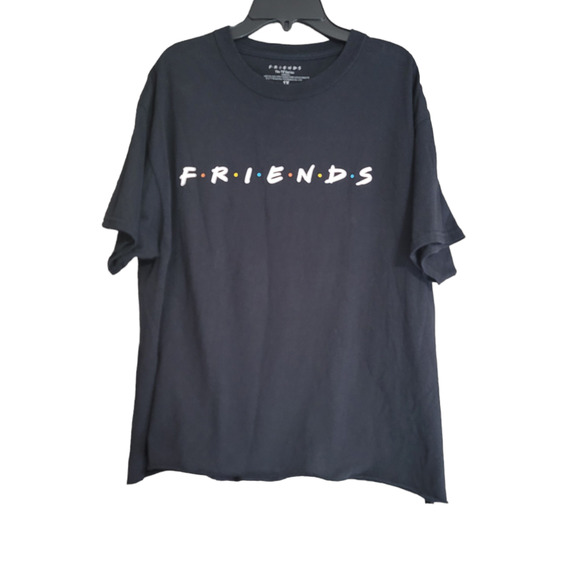 Friends The TV Series Black Crew Neckline Short Sleeve Cropped Raw Hem Top - Picture 8 of 8